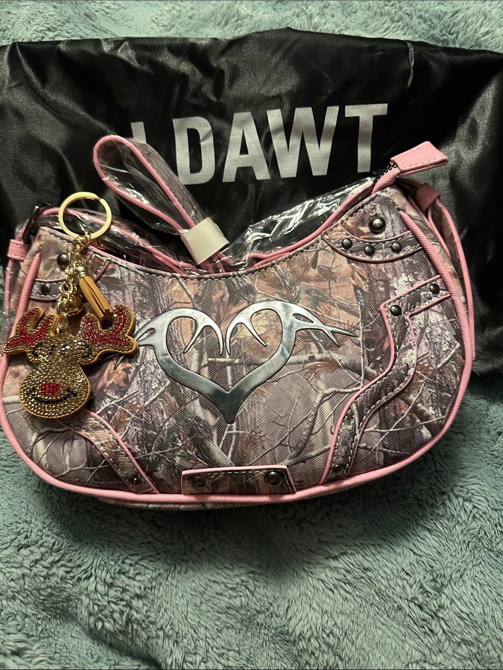 Pink Camouflage Heart Accent Shoulder Bag by
